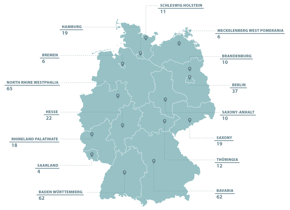 Map of universities in Germany