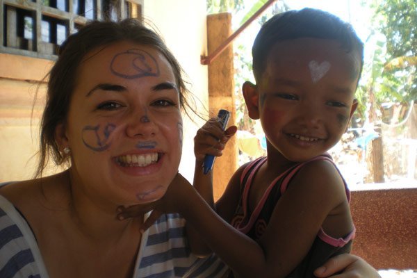 Jenny with one of her students in Cambodia