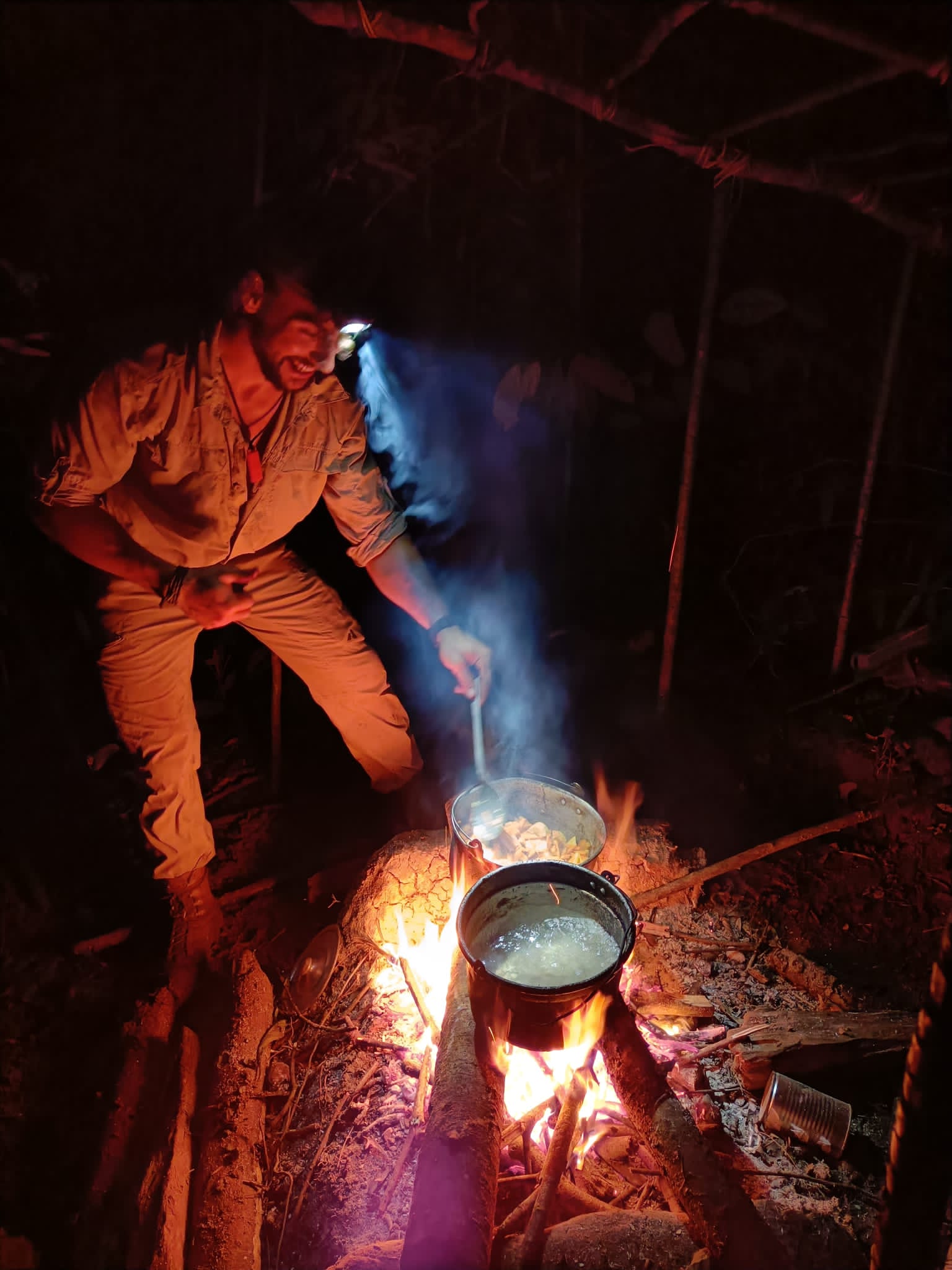 Cooking dinner in the jungle
