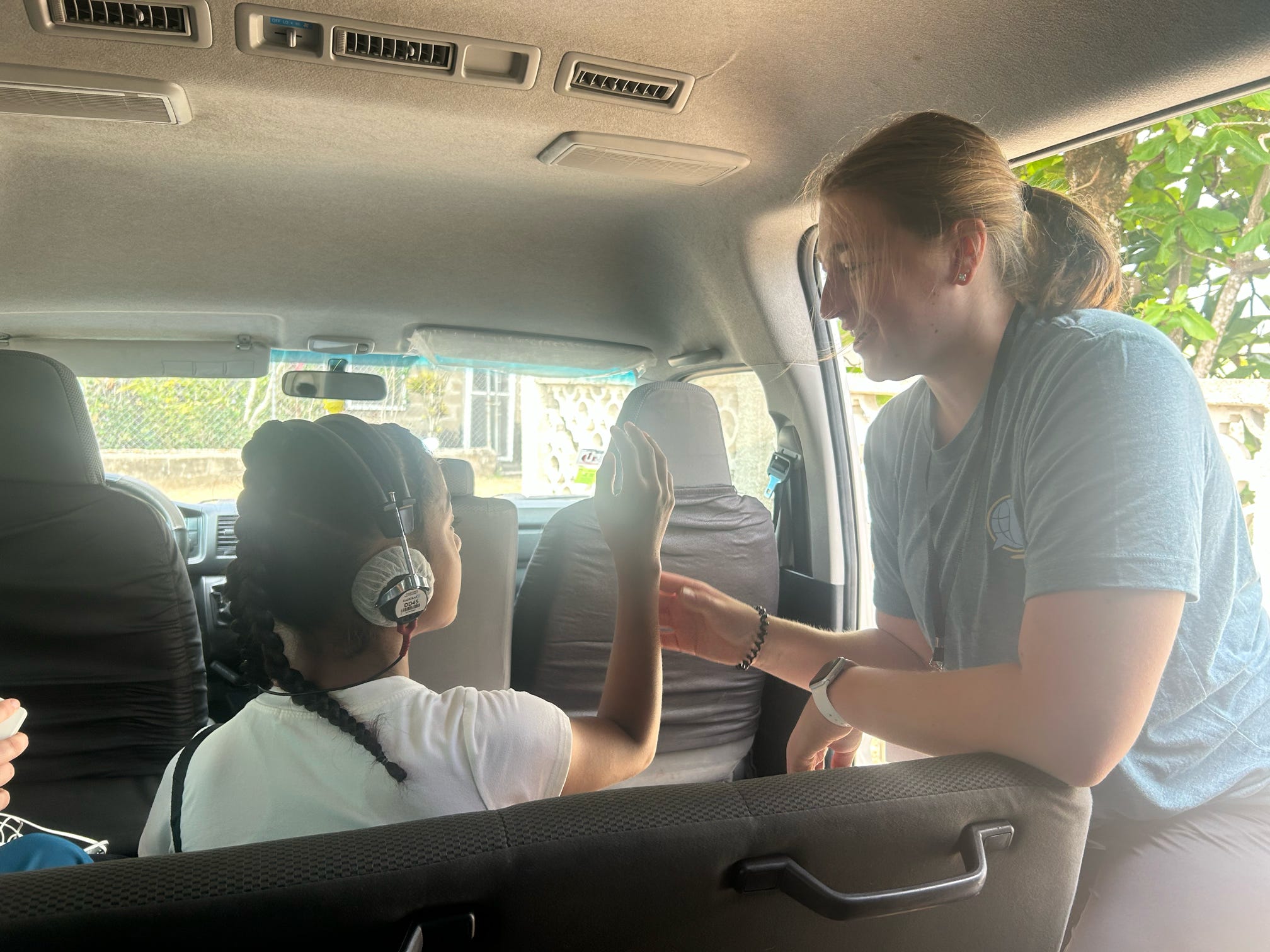 Hearing Screening in the back of the van! 