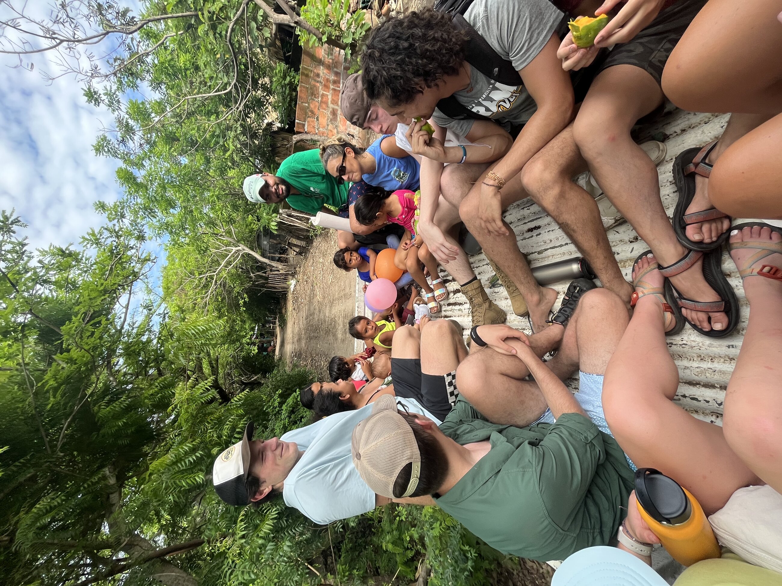 Driving through Jiquilillo with some volunteers and some locals