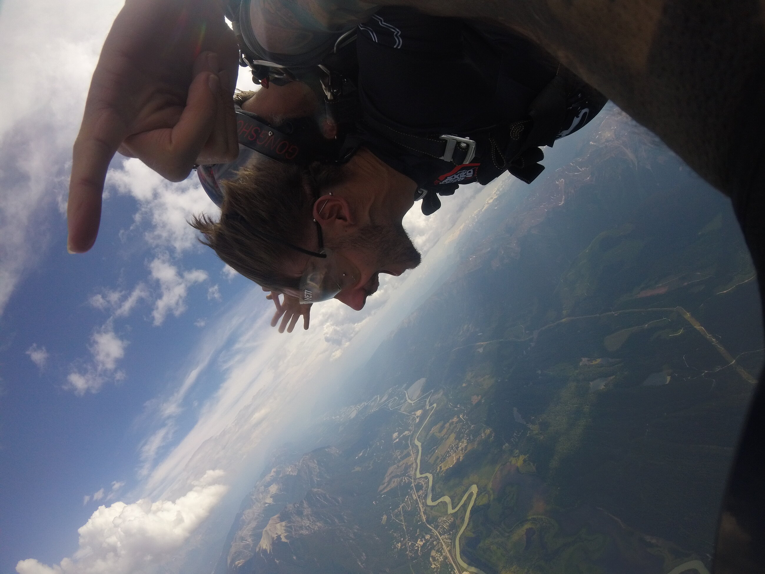 Sky diving in the rocky mountains 