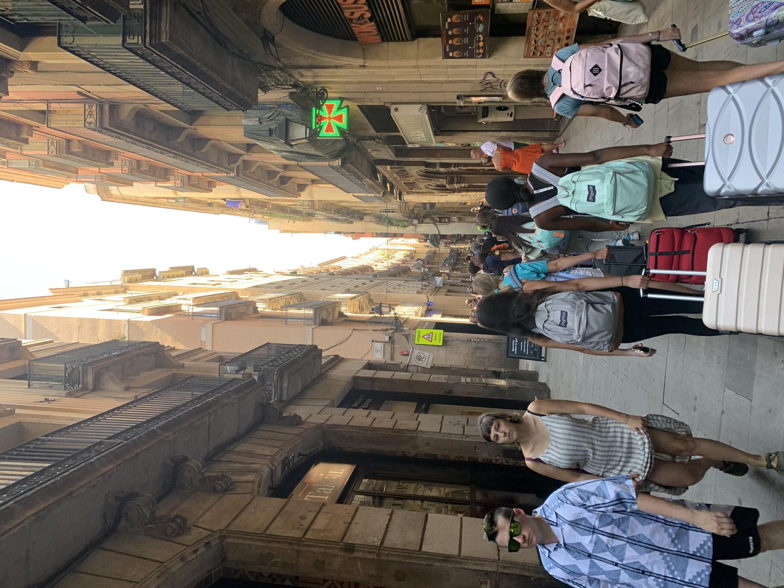 Walking to hotel upon arrival