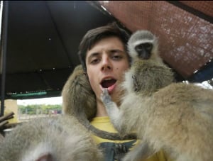Dom with monkeys at the wildlife center