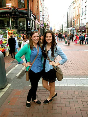 Mackenzie and her friend in the streets of Dublin!