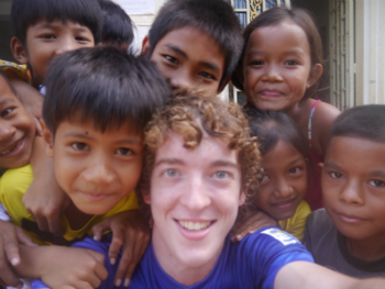 Cambodia kids and volunteer