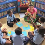 Volunteer working with children in Fiji 