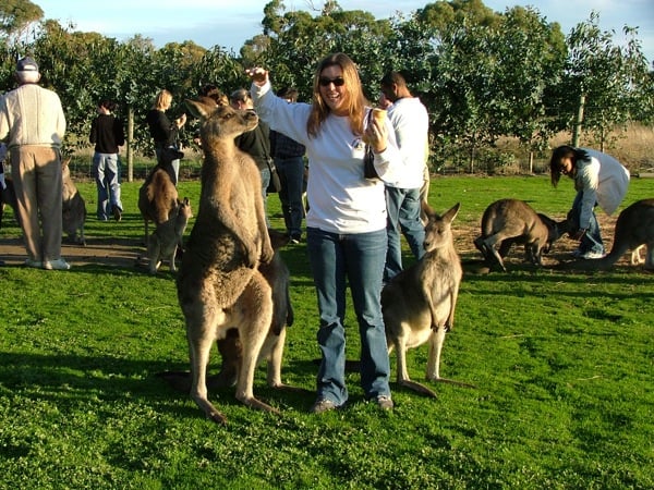 Kathryn and some Kangaroos