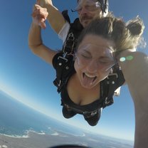 skydiving over Cape Town's ocean and mountains