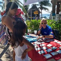 Our little community awareness stall set up for the 21st anniversary of Puerto Morelos Marine Park